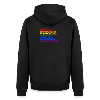 Gay Pride Science Is Real Black Lives Matter Love - Unisex Premium Bio Zip Hoodie - Schwarz - Hinten - Nico (187cm)