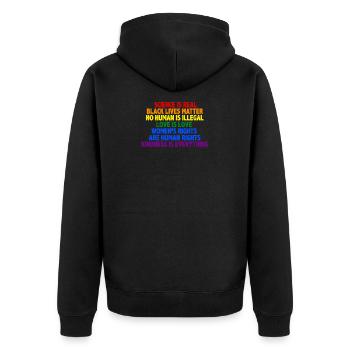 Gay Pride Science Is Real Black Lives Matter Love - Unisex Premium Bio Zip Hoodie - Schwarz - Hinten - Nico (187cm)