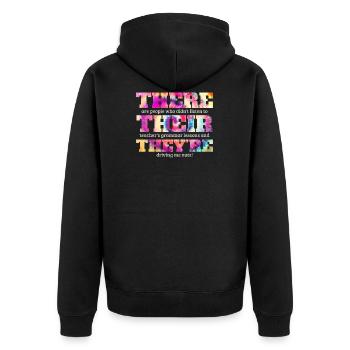 Englischlehrer Geschenke Englischklasse Grammatik - Unisex Premium Bio Zip Hoodie - Schwarz - Hinten - Nico (187cm)
