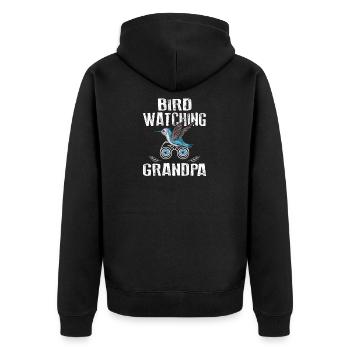 Bird Watching Grandpa Vogelbeobachter Birdwatching - Unisex Premium Bio Zip Hoodie - Schwarz - Hinten - Nico (187cm)
