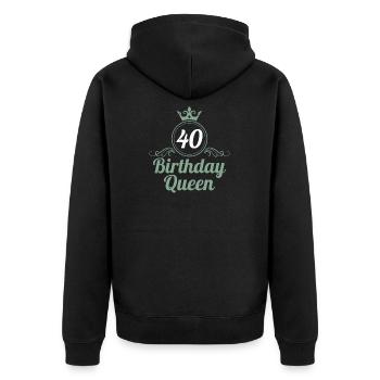40. Geburtstag 40 Jahre 40er Birthday Queen - Unisex Premium Bio Zip Hoodie - Schwarz - Hinten - Nico (187cm)