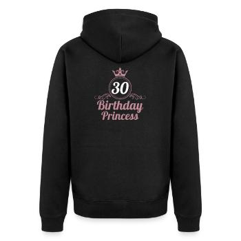 30. Geburtstag 30 Jahre 30er Birthday Princess - Unisex Premium Bio Zip Hoodie - Schwarz - Hinten - Nico (187cm)