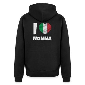Italien Nonna Herz Flagge Italia Oma Geschenkidee - Unisex Premium Bio Zip Hoodie - Schwarz - Hinten - Nico (187cm)