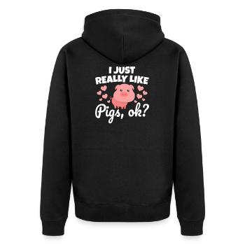Funny Pigs Cute - Unisex Premium Organic Zip Hoodie - black - Back - Nico (187cm)