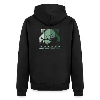 Retro deer - Unisex Premium Organic Zip Hoodie - black - Back - Nico (187cm)