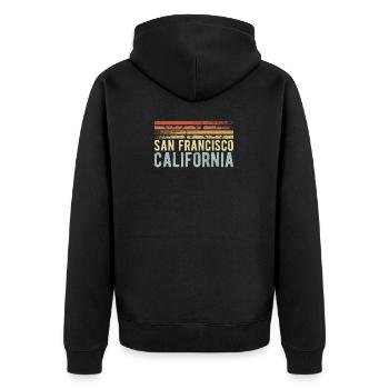 San Francisco California - Unisex Premium Organic Zip Hoodie - black - Back - Nico (187cm)
