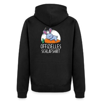 Offizielles Schlafshirt Hase - Unisex Premium Bio Zip Hoodie - Schwarz - Hinten - Nico (187cm)