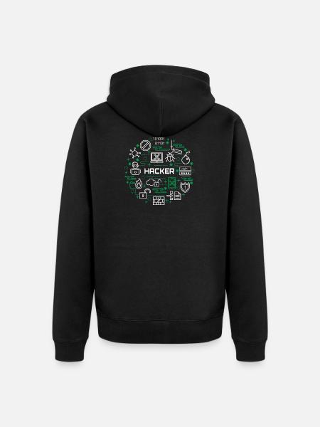 hacker - Unisex Premium Organic Zip Hoodie - black