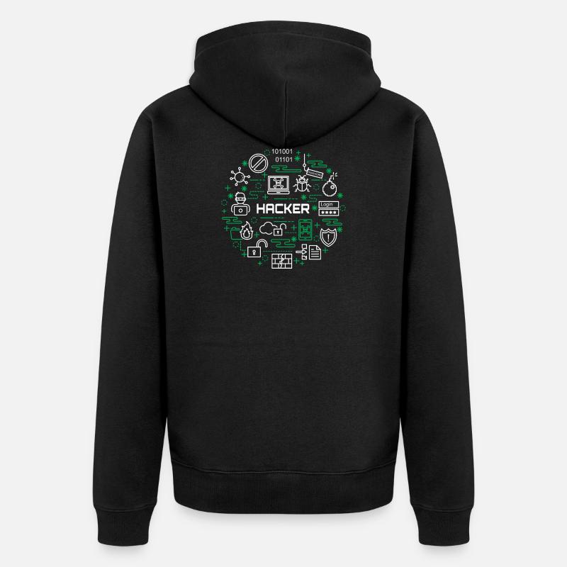 Hacker - Unisex Premium Bio Zip Hoodie - Schwarz