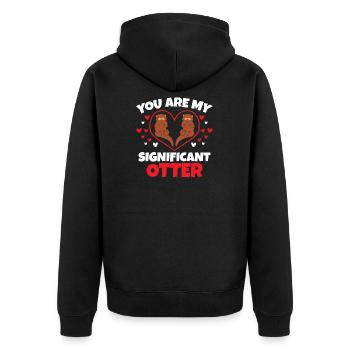 Funny Significant Otter - Unisex Premium Organic Zip Hoodie - black - Back - Nico (187cm)