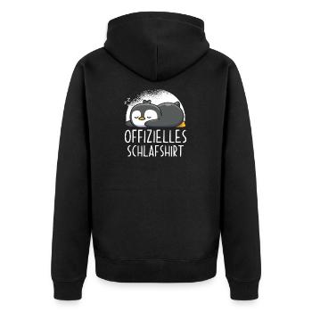 Offizielles Schlafshirt Pinguin - Unisex Premium Bio Zip Hoodie - Schwarz - Hinten - Nico (187cm)