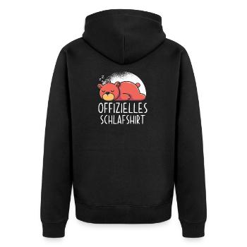 Offizielles Schlafshirt Bär - Unisex Premium Bio Zip Hoodie - Schwarz - Hinten - Nico (187cm)