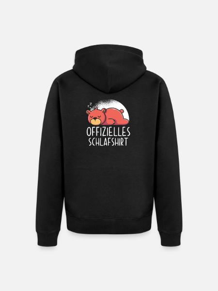 Offizielles Schlafshirt Bär - Unisex Premium Bio Zip Hoodie - Schwarz