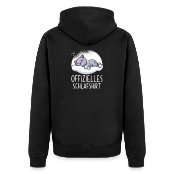 Offizielles Schlafshirt Katze - Unisex Premium Bio Zip Hoodie - Schwarz - Hinten - Nico (187cm)