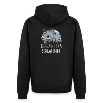 Offizielles Schlafshirt Koala - Unisex Premium Bio Zip Hoodie - Schwarz - Hinten - Nico (187cm)