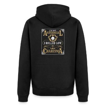 Pas antisocial roulé faible charisme RPG Tabletop - Veste à capuche bio Premium Unisexe - noir - Dos - Nico (187cm)