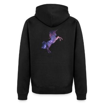 Unicorn Universe - Unisex Premium Bio Zip Hoodie - Schwarz - Hinten - Nico (187cm)