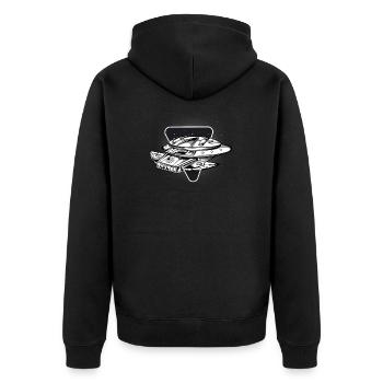 Space Raumschiff - Unisex Premium Bio Zip Hoodie - Schwarz - Hinten - Nico (187cm)