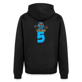 Kinder Ninja Fünfter Geburtstag Samurai Ninja 5 - Unisex Premium Bio Zip Hoodie - Schwarz - Hinten - Nico (187cm)