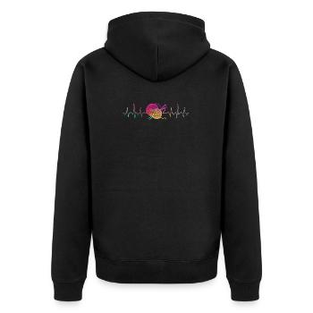 Knitting Heartbeat - Unisex Premium Organic Zip Hoodie - black - Back - Nico (187cm)