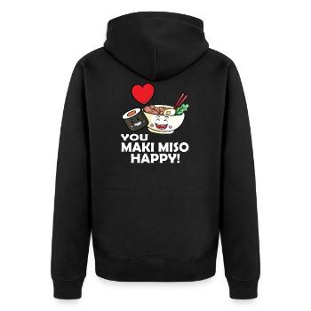 Cute Kawaii Sushi You Maki Miso Happy! Asia Food - Unisex Premium Bio Zip Hoodie - Schwarz - Hinten - Nico (187cm)
