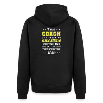 Lustiges Volleyball Trainer Geschenk - Unisex Premium Bio Zip Hoodie - Schwarz - Hinten - Nico (187cm)