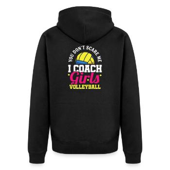 Mädchen Volleyball Trainer Lustig - Unisex Premium Bio Zip Hoodie - Schwarz - Hinten - Nico (187cm)