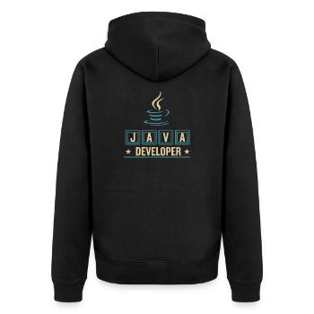 Java Developer Coffee Kaffee - Unisex Premium Organic Zip Hoodie - black - Back - Nico (187cm)