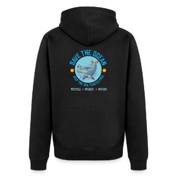 Save the Ocean for Planet A - Unisex Premium Organic Zip Hoodie - black - Back - Nico (187cm)
