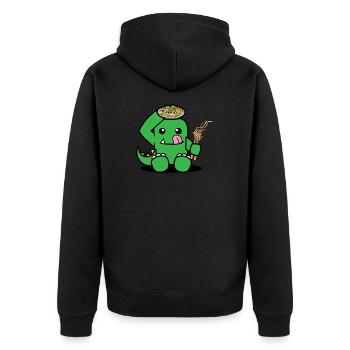 Dinosaurs with spaghetti - Unisex Premium Organic Zip Hoodie - black - Back - Nico (187cm)