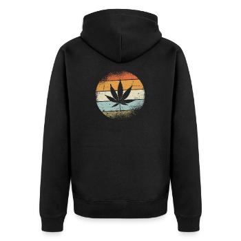 Cannabis Retro - Unisex Premium Bio Zip Hoodie - Schwarz - Hinten - Nico (187cm)