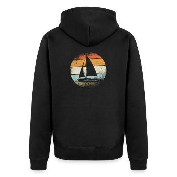 Sailor Retro Sunset - Unisex Premium Organic Zip Hoodie - black - Back - Nico (187cm)
