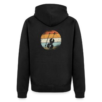 Violine - Unisex Premium Bio Zip Hoodie - Schwarz - Hinten - Nico (187cm)