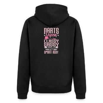 Darts queen - Unisex Premium Bio Zip Hoodie - Schwarz - Hinten - Nico (187cm)