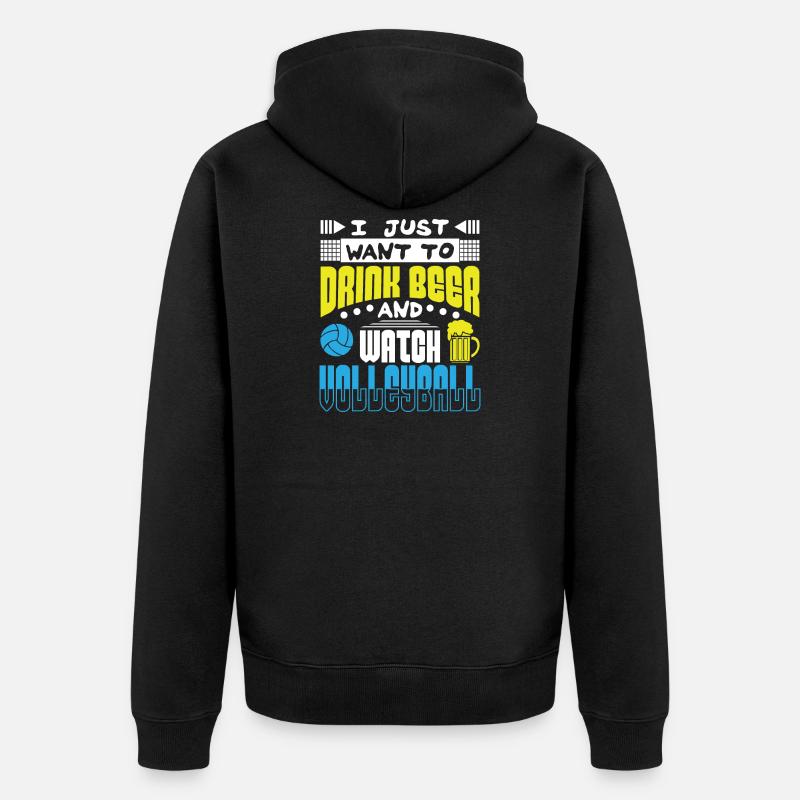 Volleyball et bière - Veste à capuche bio Premium Unisexe - noir