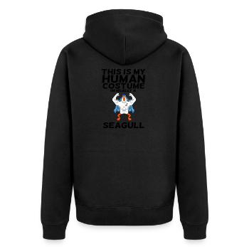 gull - Unisex Premium Organic Zip Hoodie - black - Back - Nico (187cm)