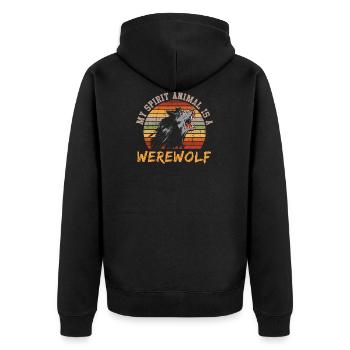 My spirit animal is werewolf - Unisex Premium Organic Zip Hoodie - black - Back - Nico (187cm)