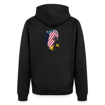 American Flag I Welding Helmet I Welder - Unisex Premium Organic Zip Hoodie - black - Back - Nico (187cm)