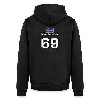 Island Beuveux maillot de football beuverie T-shirt - Veste à capuche bio Premium Unisexe - noir - Dos - Nico (187cm)