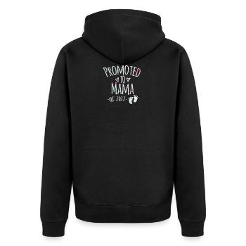 Promoted to Mama 2022, Mom to be,Baby Announcement - Unisex Premium Bio Zip Hoodie - Schwarz - Hinten - Nico (187cm)
