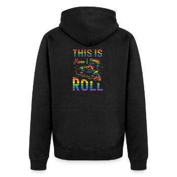 Rollerblading Retro Roll skate - Unisex Premium Bio Zip Hoodie - Schwarz - Hinten - Nico (187cm)