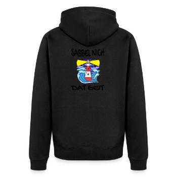 Sabbel Nich Dat Geit - Plattdeutsch Nordsee - Unisex Premium Bio Zip Hoodie - Schwarz - Hinten - Nico (187cm)