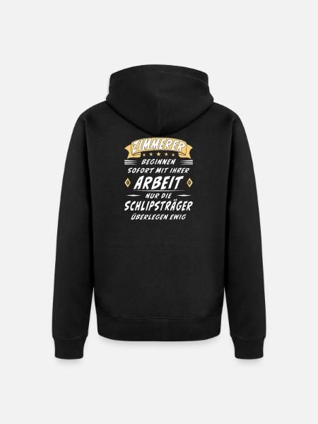 ZIMMERER BEGINNEN SOFORT - Unisex Premium Bio Zip Hoodie - Schwarz