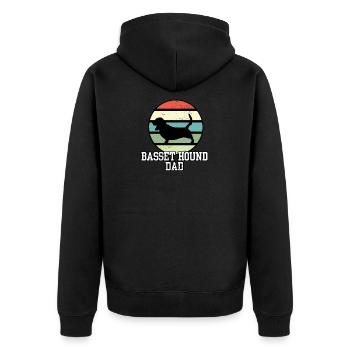 Basset Hound Dad I Retro Basset Dad - Unisex Premium Bio Zip Hoodie - Schwarz - Hinten - Nico (187cm)