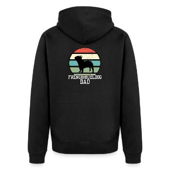 French Bulldog Dad I Retro Frenchie Dad - Unisex Premium Bio Zip Hoodie - Schwarz - Hinten - Nico (187cm)