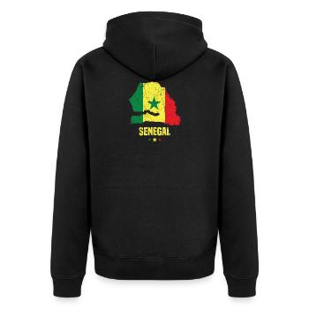 Senegal Flag Senegalese - Unisex Premium Organic Zip Hoodie - black - Back - Nico (187cm)