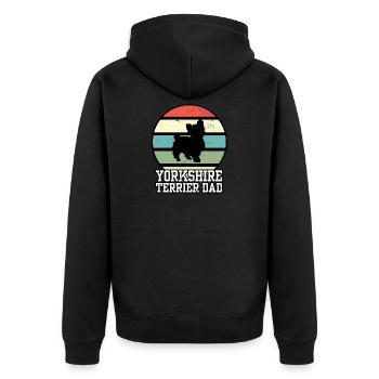 Yorkshire Terrier Dad I Retro Yorkshire Dad - Unisex Premium Organic Zip Hoodie - black - Back - Nico (187cm)