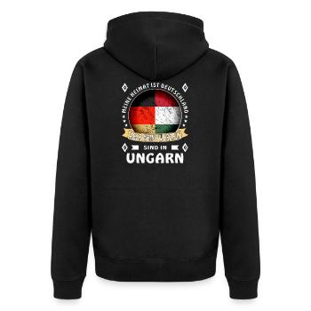 Heimat Deutschland Wurzeln - Unisex Premium Bio Zip Hoodie - Schwarz - Hinten - Nico (187cm)