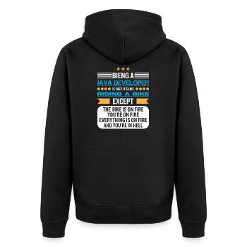 Java Developer - Unisex Premium Bio Zip Hoodie - Schwarz - Hinten - Nico (187cm)
