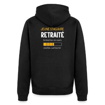Jeune stagiaire retraité formation en cour - Veste à capuche bio Premium Unisexe - noir - Dos - Nico (187cm)